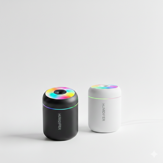 Mini USB Air Humidifier & Essential Oil Diffuser (180ml) with LED Lights